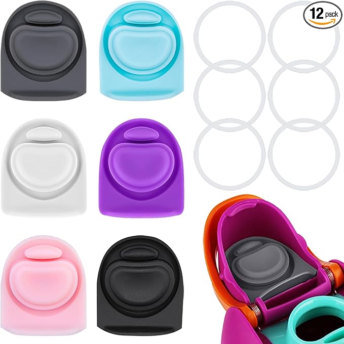 6 Sets Replacement Stopper and O Ring Gasket Compatible with Owala FreeSip 24oz 32oz,Water Bottle Lid Insert Cap Rubber Seal Parts for Owala 16/19/24/32/40oz Mouthpiece Accessories F5