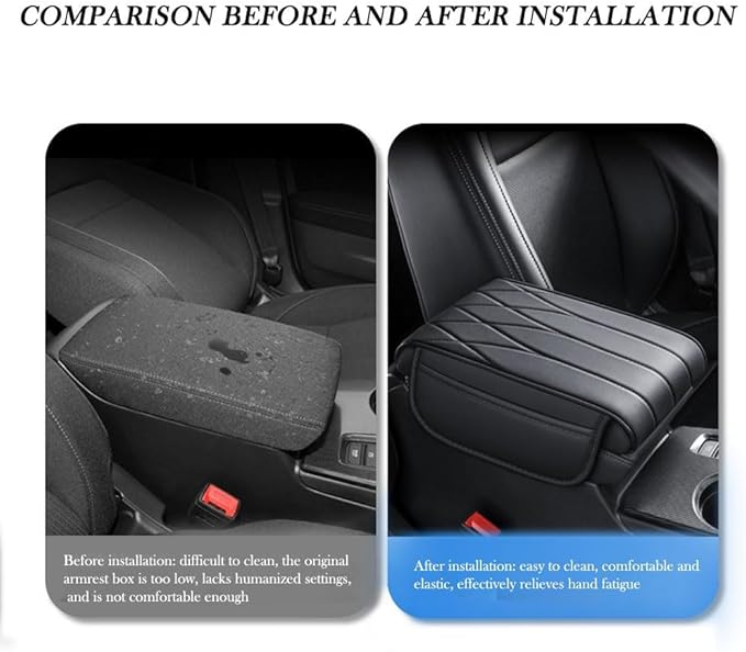 Car Center Console Cover for Ford Bronco Badlands/Sasquatch 2021-2025, Leather Armrest Pad Comfortable Waterproof Arm Rest Box Cushion Protector with Storage Bag,Normal-F/White