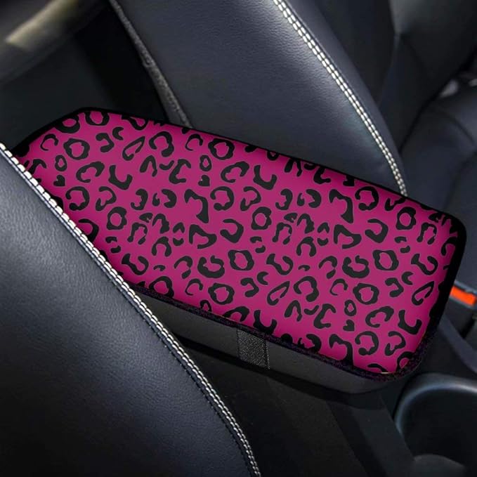 Produced Auto Center Console Pad, Neoprene Car Armrest Seat Box Cover Protector Protects from Dirt, Damage, Pet Scratches,Old Damaged Consoles (Leopard)