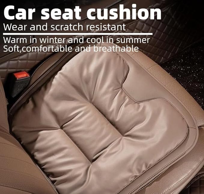 Car Seat Cushion, 2025 New Skin-Friendly Leather Seat Cushions, Breathable Dirt-Repellent Memory Foam Pad for Most Auto & Office Chairs (Orange)