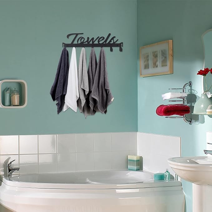 Azmoncy Over The Door Hooks - Heavy Duty Towel Rack with 7 Coat Hooks for Bedroom Bathroom Pool Kitchen