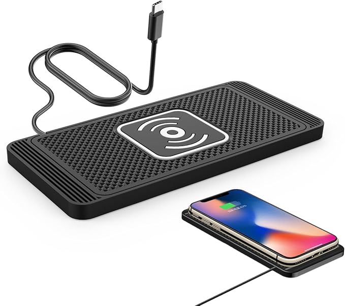 Car Wireless Charger Pad for Toyota Porte Before 2015, Fast 15W Slim Qi Wireless Charging Pad with USB/Type-C Cable Non-Slip Charging Mat for Car,15W-Type-c