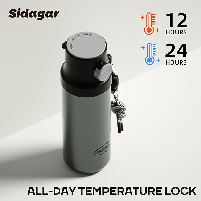 18 oz Insulated Water Bottle, Stainless Steel Travel Mug with Lid, Double Wall Vacuum Sports Water Bottle, BPA Free, Leak-Proof, Fits in Car Cup Holder, Great for Men Kid School, Black