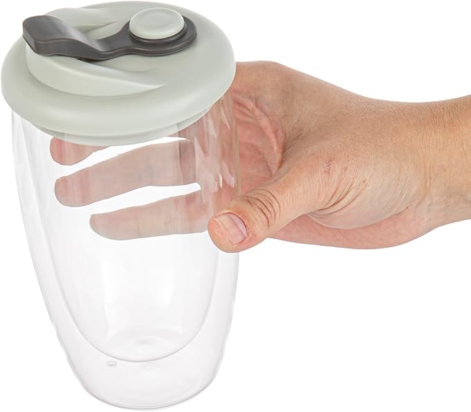 Restaurantware - Forma Professional 15.2 Ounce Insulated Travel Mug With Lid, 1 Double Wall Coffee Mug - Includes Lid, Reusable, Clear Borosilicate Glass Tumbler, Dishwashable, Microwavable