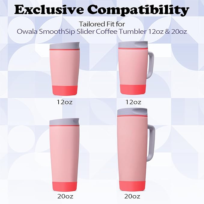 2pcs Silicone Boot for Owala SmoothSip Slider Coffee Tumbler 20oz 12oz, Anti-Slip Sleeve for Travel Coffee Mug, Protective Accessories for Owala BPA Free (Summer Harvest Red)