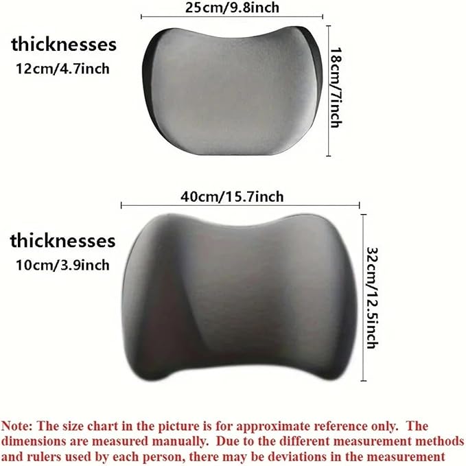 Memory Foam Car Neck Pillow - Soft fit for Seat Headrest & Lumbar Support Cushion(Gray 1set)