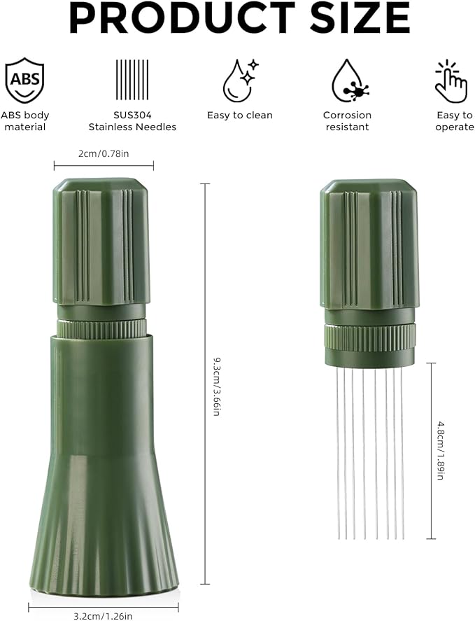 Bincoo Espresso Stirrer-Coffee Distribution Tool with 8 SUS304 Needles,Adjustable Needle WDT Tool with ABS Body,Espresso Distribution Tool (Green)