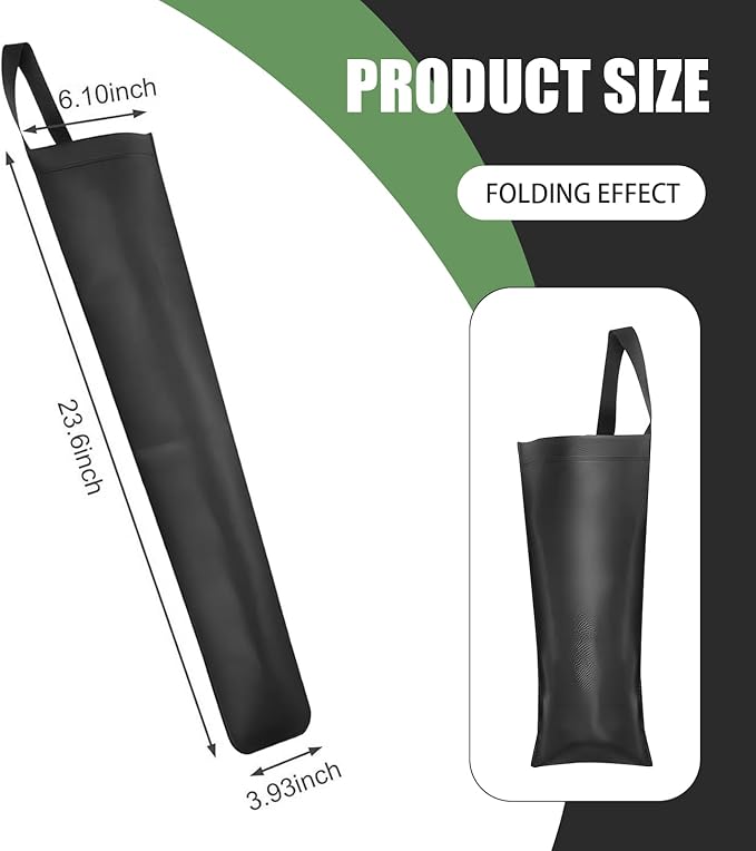 Car Umbrella Storage Cover, 23.6" x 6.1" Waterproof Leather Foldable Umbrella Holder, Hanging Storage Bag for Long/Short Umbrellas, Universal Seat Back Organizer for Cars (Black)