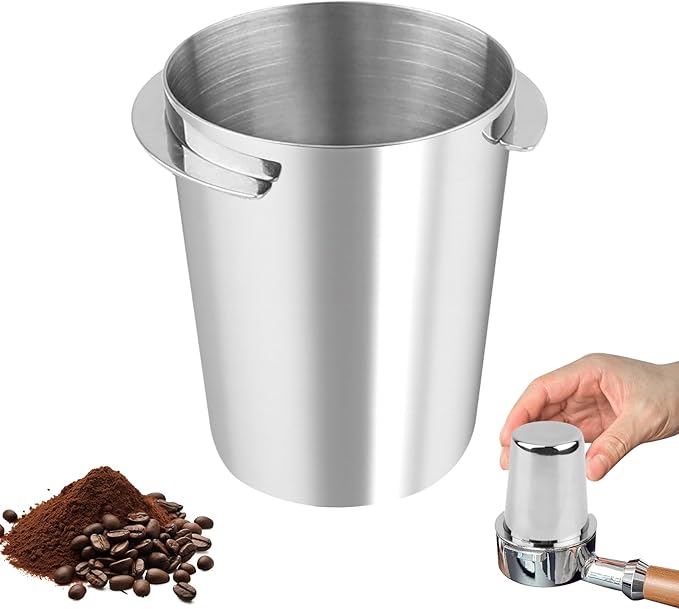 58mm Espresso Dosing Cup,150ml Stainless Steel Coffee Powder Dispenser,Coffee Dosing Cup Universal Fits 58mm Portafilters Accessories(Brushed Silver)
