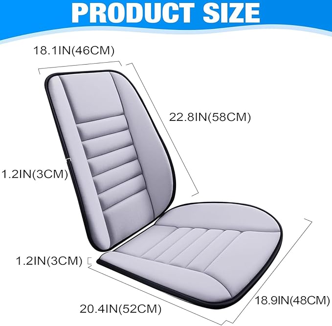 Car Seat Cushion with Back Support Pillow for Ford Ranger 2024, Pillow Memory Seat Covers Desk Chair Cushion Back Support for Automotive Seat Driver Interior Accessories, C/Gray
