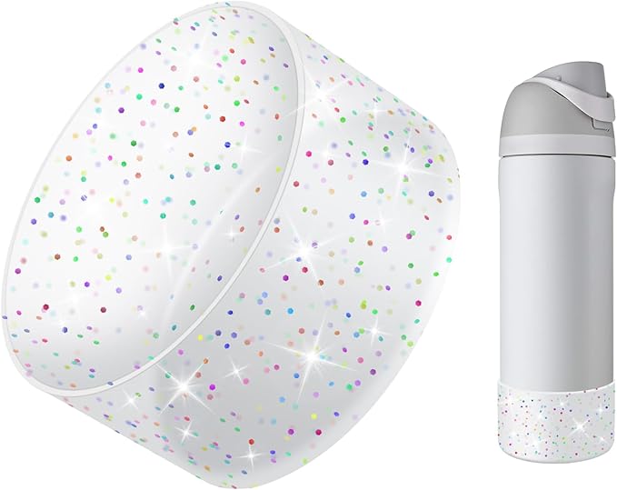 Protective Glitter Silicone Boot Compatible with Owala 24oz 32oz 40oz, Bling Cup Sleeve Bottom Bumper Cover Compatible with Owala FreeSip, Twist, or Flip Stainless Steel Water Bottles