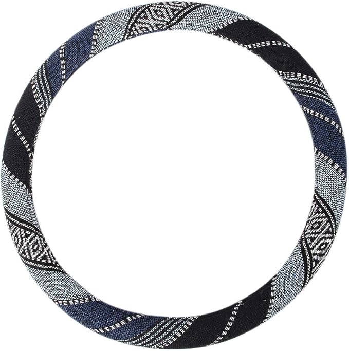 AOTOMIO 15 inch New Baja Car Steering Wheel Cover Universal Fit Most Cars Automotive Blue Ethnic Style Coarse Flax Cloth