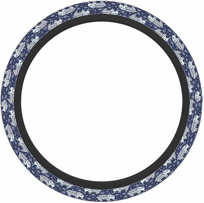 Elephant Car Steering Wheel Cover Ethnic Indian Background in Retro Colors Steering Wheel Cover Car Decor Suitable for Most Vehicles Including Trucks and SUV
