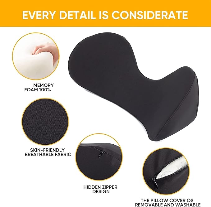 Memory Foam Car Seat, Car Lumbar Support Pillow Tailbone Support Cushions, Back Pad Massager Waist Cushion for Car Seat, Office Chair(1 Wine red)