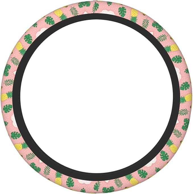 Tropical-Bananas-Pattern Neoprene Steering Wheel Covers Women Men Car Accessories, Universal 15 Inch Fit Auto, Suvs, Truck