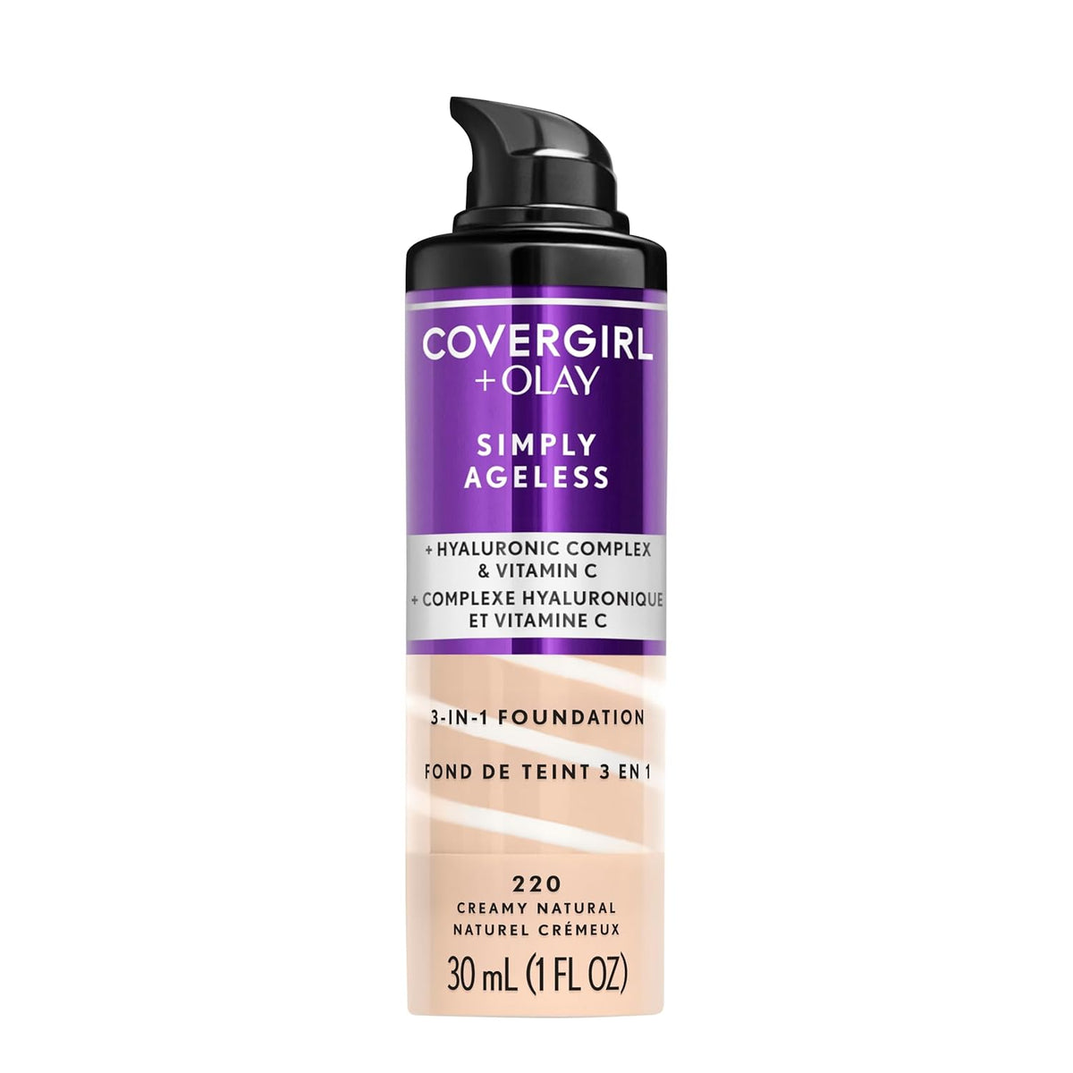 CoverGirl & Olay Simply Ageless 3-in-1 Liquid Foundation, Matte, Hyaluronic, Vitamin C