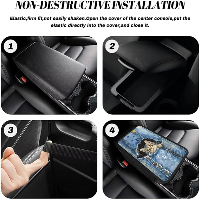 Boatee Cat Console Cover for Car Arm Rest Cover Center Console Cushion for Car Armrest Mat for Car Accessories Auto Console Organizer Armrest Storage Box Pad Middle Console Cover Blue