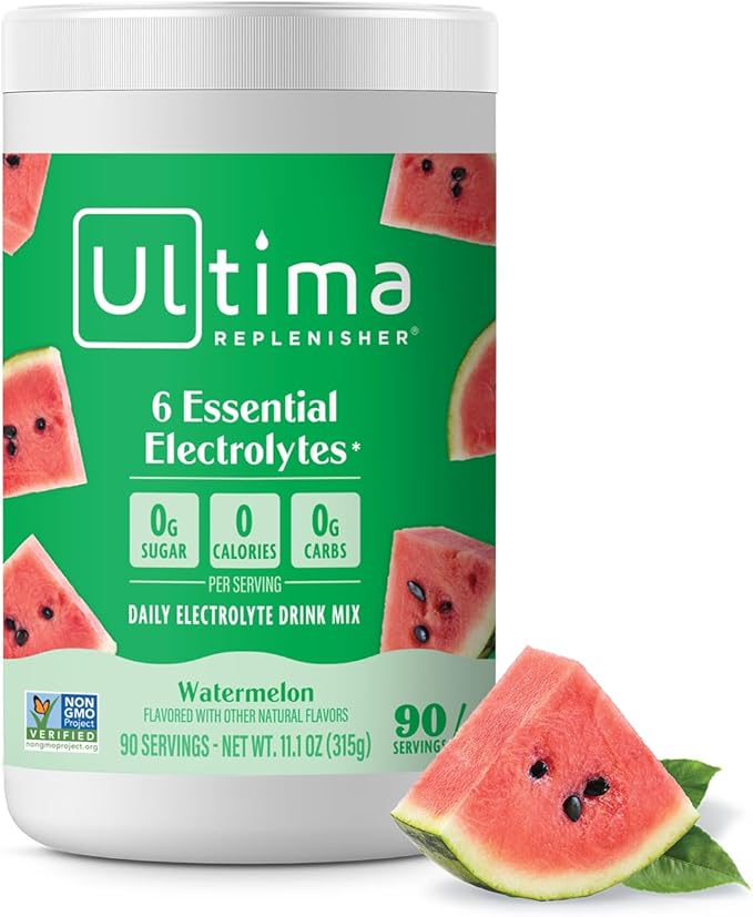 Ultima Replenisher Daily Electrolyte Powder Drink Mix – Sugar Free – Watermelon, 90 Servings – Hydration Powder with 6 Key Electrolytes and Trace Minerals – Keto Friendly, Vegan, Non-GMO