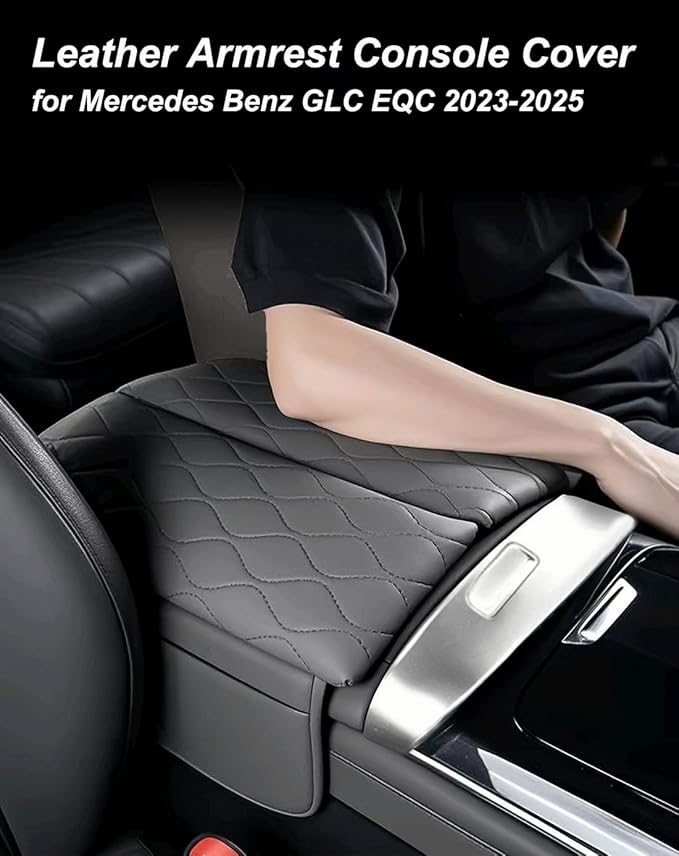 Egreat Center Console Armrest Cover for Mercedes Benz GLC X254 350e 300 2023-2025, C Class C300 2022-2025, Leather Armrest Console Cover with Side Storage Pockets