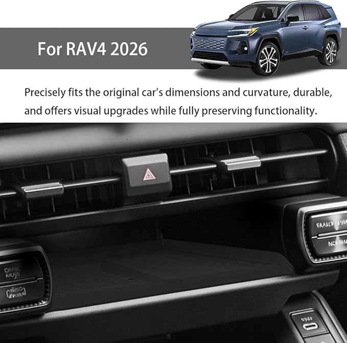 Car Wireless Charger for RAV4 2026 Silicone Material Non-Slip Upper Center Console Wireless Charging Pad Phone Charging Tray Daily Commute RAV4 Accessories