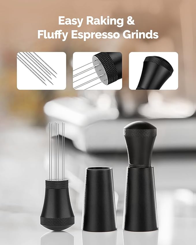 Maestri House 4-Piece Barista Espresso Accessories Kit – WDT Distribution Tool, 12oz Milk Frothing Pitcher with Latte Art Pen, Steam Wand Cleaning Towels, Home Coffee Barista Tool Set