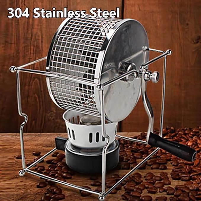 Coffee Roaster Machine for Home Use, Coffee Bean Roaster, Peanut Bean Roasting Machine with Stainless Steel Rollers with Handle, Small Roller Roaster for Coffee Lovers, DIY Enthusiasts