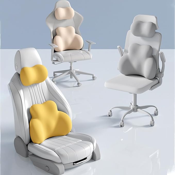 Car Lumbar Support Pillow for Audi Q3 2011-024 2025 2026 Memory Foam Back Support Cushion Breathable Car Seat Lumbar Pad Accessories,Yellow