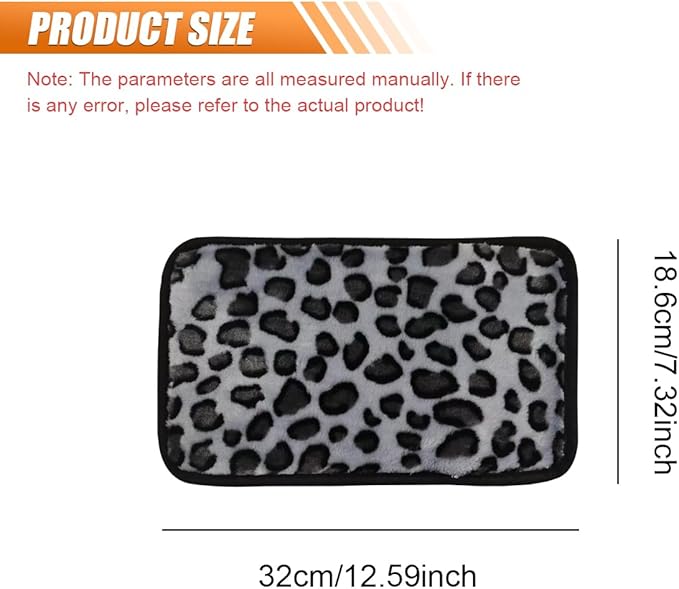 Craedli Leopard Print Car Center Console Cover, Fluffy Soft Car Arm Rest Protective Cushion with Elastic Band, Comfortable Warm Auto Interior Armrest Box Decoration Pad for SUV Truck (Gray)