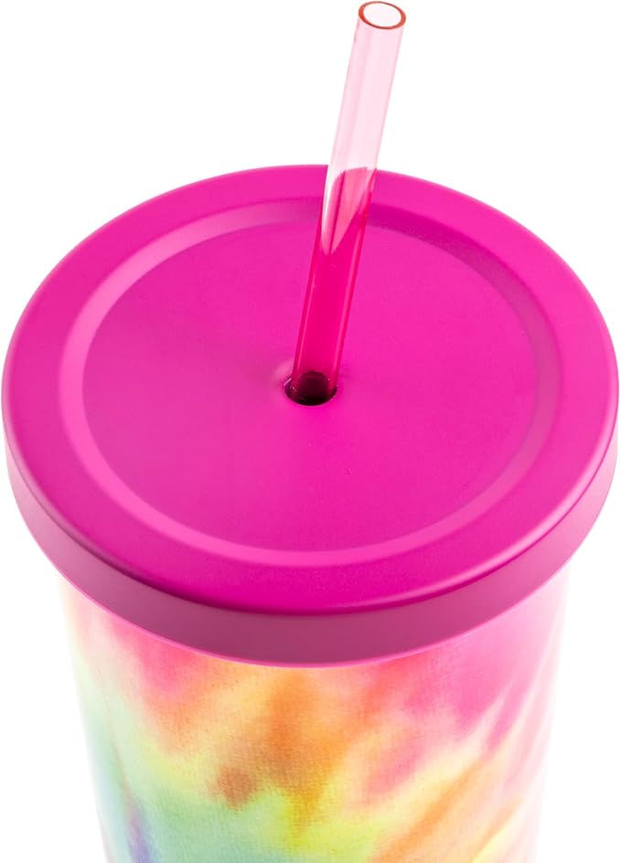 Manna Chilly Double-wall Vacuum Insulated Stainless Steel Tumbler with Splash-proof Lid and Reusable Tritan Straw - 24 Oz - Bright Swirl