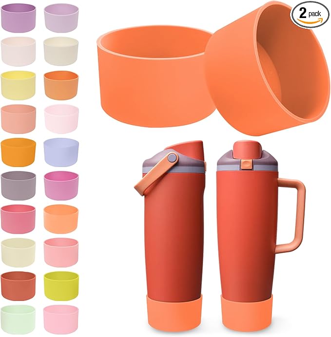 2PCS Silicone Boots for Owala 30oz & 40oz FreeSip Sway Bottles & Tumblers – Non-Slip, Scratch-Resistant, Stability Enhancer for Owala Accessories (Terracotta Sunset)