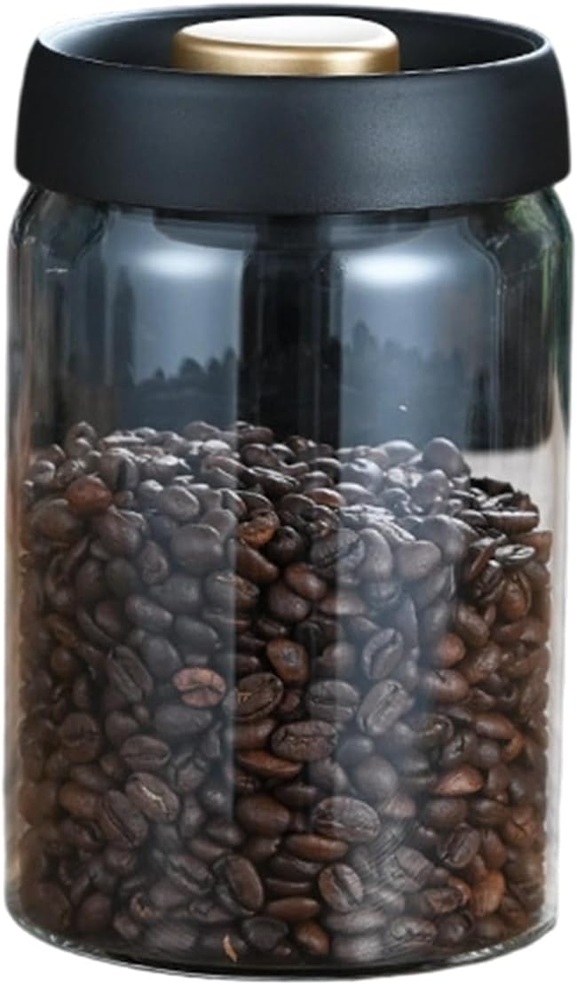Sealed Glass Coffee Storage Canister Press Vacuum Seal Container for Bean Seasonings Dry Food Vacuum Press Coffee Container with Silicone Seal
