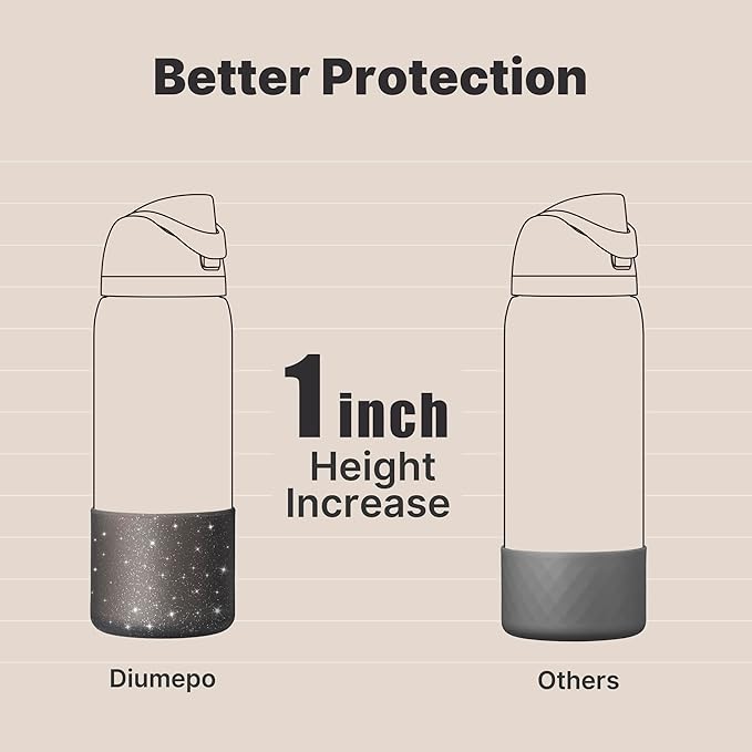 Silicone Boot for 32 oz Owala Water Bottles, Anti-Slip Protective Sleeve for Owala Twist & FreeSip & Flip Insulated Water Bottle, Boot Bottom Base (Glitter Black)