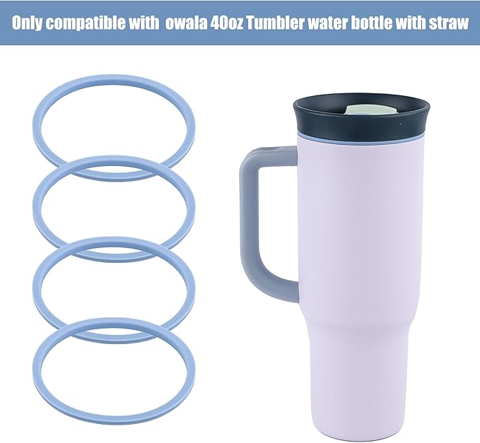 4pcs Gasket Replacement for Owala 40oz Tumbler, O Shaped Rubber Lid Seal Ring Water Bottle Accessories Replacement Part Compatible with Owala 40oz Stainless Steel Cup