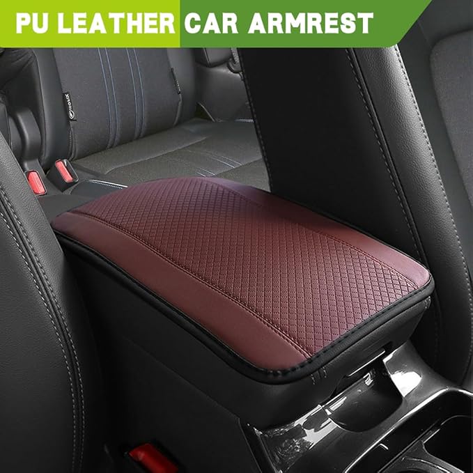 Car Center Console Armrest Pad, 12.6X 7.2 Inch PU Leather Waterproof Auto Armrest Seat Box Cover Protector, Car Center Console Cover, Universal Car Interior Accessories for Cars, Trucks, SUVs