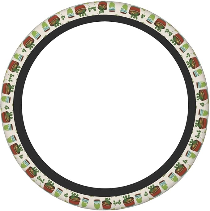 Tacos Burritos Margaritas Cilantro Neoprene Steering Wheel Covers Women Men Car Accessories, Universal 15 Inch Fit Auto, Suvs, Truck