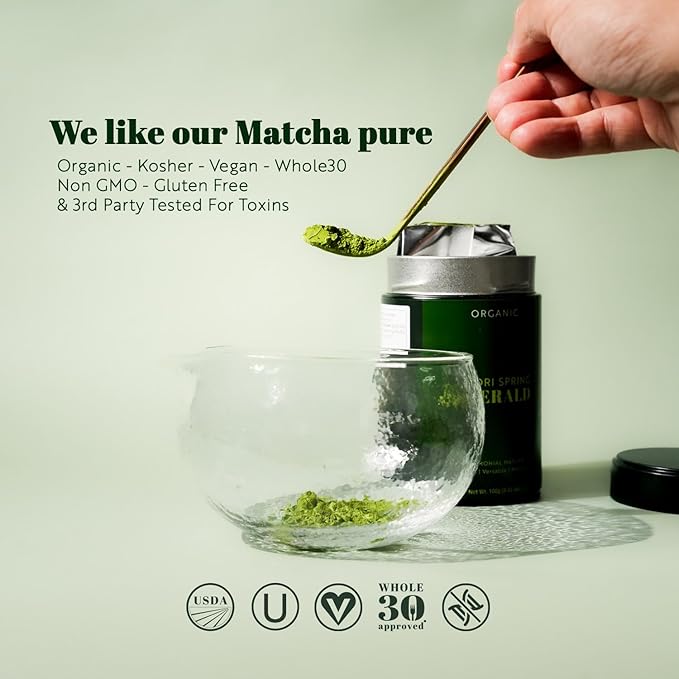 Midori Spring Emerald - Organic Ceremonial Matcha - Authentic Japanese, Organic, Kosher, Vegan 50g Bag