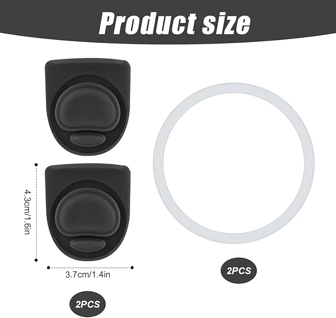 4pcs Bottle Seal Ring & Replacement Rubber Stopper for Owala FreeSip 16oz 19oz 24oz 32oz 40oz, Silicone O Ring Water Bottle Top Lid Parts, Cap Mouth Plug Gasket Accessories, BPA-Free (Black)