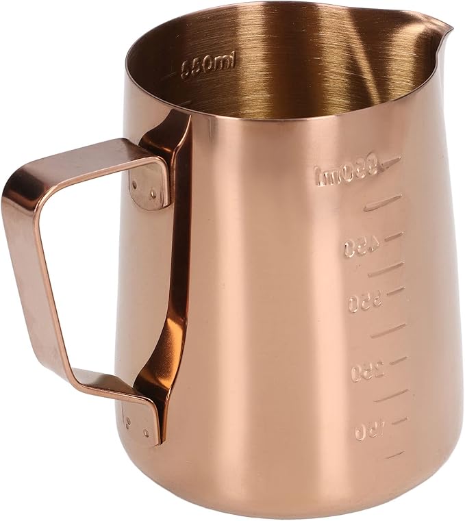 Frothing Cup, Coffee Milk Pitcher 550ML With Scale Rose Gold Stainless Steel Steaming Pitcher