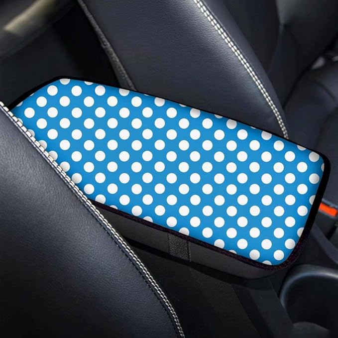 Produced Vehicle Center Console Armrest Cover Pad, Universal Fit Soft Comfort Stylish Pattern Design Car Armrest Cover, Light Blue Wave Spot