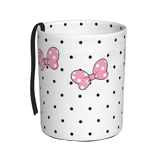 Cute White Polka Dots Pink Bow Car Trash Can Garbage Cans Foldable,Small Hanging Car Organizer Storage Bag Leak Proof, Auto Back Seat Trash Bin Universal for Truck, SUV, Outdoor Travel