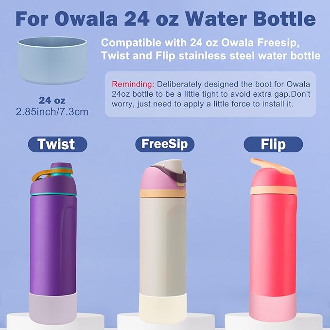HEYSKAY 2PCS Silicone Boot for Owala Flask Water Bottle Anti-Slip Protective Sleeve for Owala Twist,FreeSip and Flip Stainless Steel Water Bottle BPA-Free Boot Bottom Base