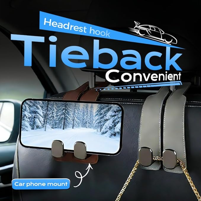 2026 Car Headrest Storage Hooks - Universal Backseat Hanger Organizer for Handbags & Grocery Bags (2, Brown)