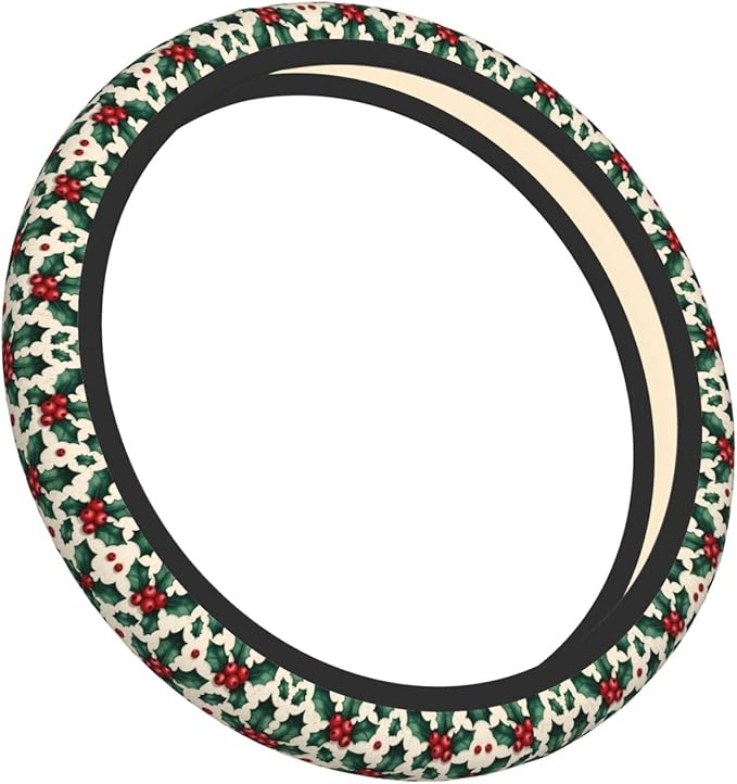 Christmas Pattern Print Neoprene Steering Wheel Covers Women Men Car Accessories, Universal 15 Inch Fit Auto, Suvs, Truck