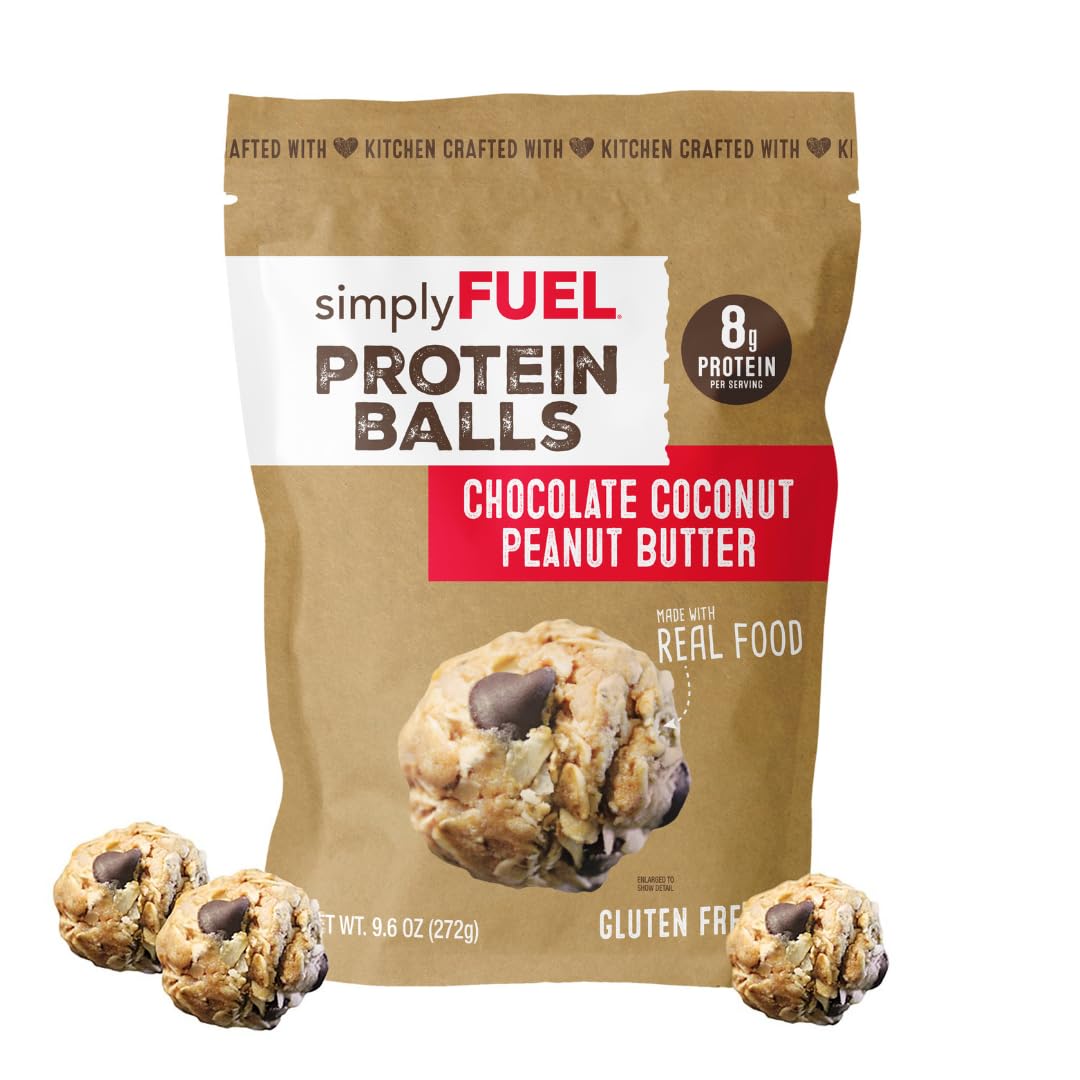 simplyFUEL Whole-Food Protein Balls (Peanut Butter Chocolate Coconut Fusion) - 8 g High-Protein, Gluten-Free, Healthy Snack for Adults & Kids - 9.6 oz