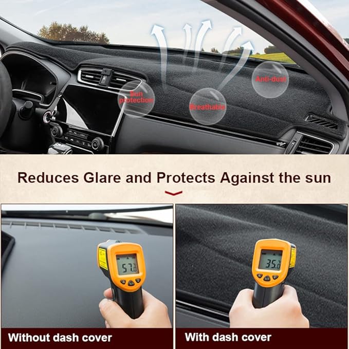 Dashboard Cover for GMC Sierra and Chevrolet Silverado- Fits 2007-2013 Models with Two Glove Boxes. Custom Fit Dash Mat, Won't Break Dash Sensors(Premium Carpet, Black)