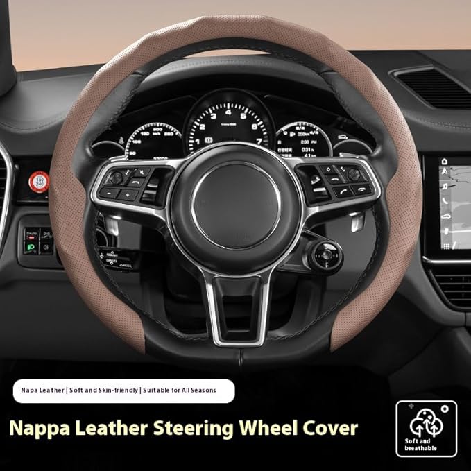 Universal Steering Wheel Cover, D-Type O-Type Design, All Season Car Accessory (Black)