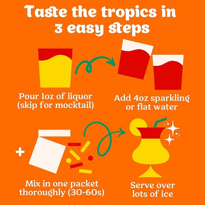Craftmix Blood Orange Mai Tai Cocktail & Mocktail Drink Mixer, Skinny Mixes - Water Flavoring Packets - Made With Real Fruit - Vegan Low-Carb, Low-Sugar, Non-GMO, Dairy Free, Gluten Free, 24 Pack