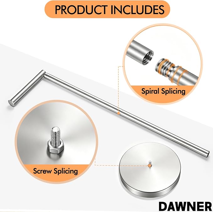 DAWNER 26" Heavy Duty Toilet Paper Holder Stand, Free Standing Toilet Paper Holder, Brushed Nickel Bathroom Toilet Paper Roll Holder, Stainless Steel Tissue Holder for Bathroom, Anti-Tipping Base