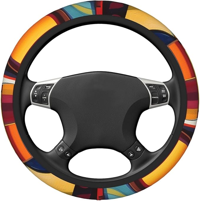 Steering Wheel Cover Polyester Thick Non-Slip Car Steering Wheel Cover Protector Universal 15 Inch, Abstract Wine Glass