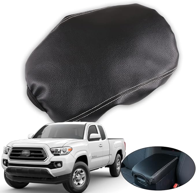 CHEAYAR Leather Car Auto Center Console Armrest Cushion for Toyota Tacoma Accessories 2016-2018 2019 2020 American Flag (Black-Leather)